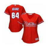 Women's Philadelphia Phillies #64 Victor Arano Authentic Red Alternate Cool Base Baseball Player Jersey
