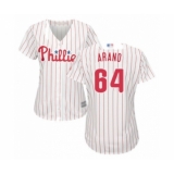 Women's Philadelphia Phillies #64 Victor Arano Authentic White Red Strip Home Cool Base Baseball Player Jersey