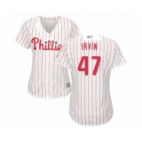 Women's Philadelphia Phillies #47 Cole Irvin Authentic White Red Strip Home Cool Base Baseball Player Jersey