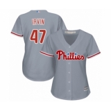 Women's Philadelphia Phillies #47 Cole Irvin Authentic Grey Road Cool Base Baseball Player Jersey