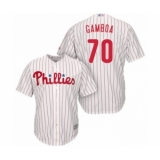Youth Philadelphia Phillies #70 Arquimedes Gamboa Authentic White Red Strip Home Cool Base Baseball Player Jersey