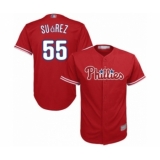 Youth Philadelphia Phillies #55 Ranger Suarez Authentic Red Alternate Cool Base Baseball Player Jersey