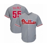 Youth Philadelphia Phillies #55 Ranger Suarez Authentic Grey Road Cool Base Baseball Player Jersey