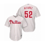 Youth Philadelphia Phillies #52 Jose Alvarez Authentic White Red Strip Home Cool Base Baseball Player Jersey