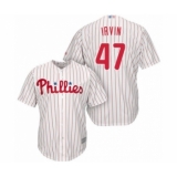 Youth Philadelphia Phillies #47 Cole Irvin Authentic White Red Strip Home Cool Base Baseball Player Jersey
