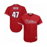 Youth Philadelphia Phillies #47 Cole Irvin Authentic Red Alternate Cool Base Baseball Player Jersey