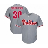 Men's Philadelphia Phillies #30 David Robertson Replica Grey Road Cool Base Baseball Jersey