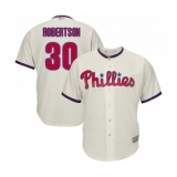Men's Philadelphia Phillies #30 David Robertson Replica Cream Alternate Cool Base Baseball Jersey