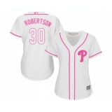 Women's Philadelphia Phillies #30 David Robertson Replica White Fashion Cool Base Baseball Jersey