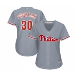 Women's Philadelphia Phillies #30 David Robertson Replica Grey Road Cool Base Baseball Jersey
