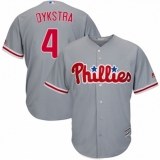 Youth Majestic Philadelphia Phillies #4 Lenny Dykstra Authentic Grey Road Cool Base MLB Jersey