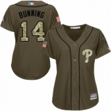 Women's Majestic Philadelphia Phillies #14 Jim Bunning Authentic Green Salute to Service MLB Jersey