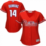Women's Majestic Philadelphia Phillies #14 Jim Bunning Authentic Red Alternate Cool Base MLB Jersey
