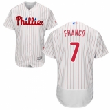 Men's Majestic Philadelphia Phillies #7 Maikel Franco White Home Flex Base Authentic Collection MLB Jersey