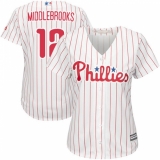 Women's Majestic Philadelphia Phillies #12 Will Middlebrooks Authentic White/Red Strip Home Cool Base MLB Jersey