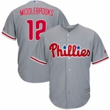 Youth Majestic Philadelphia Phillies #12 Will Middlebrooks Replica Grey Road Cool Base MLB Jersey