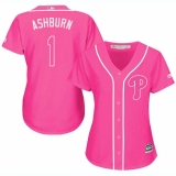 Women's Majestic Philadelphia Phillies #1 Richie Ashburn Replica Pink Fashion Cool Base MLB Jersey