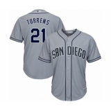 Men's San Diego Padres #21 Luis Torrens Authentic Grey Road Cool Base Baseball Player Jersey