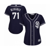 Women's San Diego Padres #71 Edward Olivares Authentic Navy Blue Alternate 1 Cool Base Baseball Player Jersey