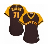 Women's San Diego Padres #71 Edward Olivares Authentic Brown Alternate Cooperstown Cool Base Baseball Player Jersey