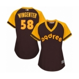 Women's San Diego Padres #58 Trey Wingenter Authentic Brown Alternate Cooperstown Cool Base Baseball Player Jersey