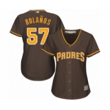 Women's San Diego Padres #57 Ronald Bolanos Authentic Brown Alternate Cool Base Baseball Player Jersey