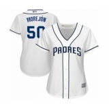 Women's San Diego Padres #50 Adrian Morejon Authentic White Home Cool Base Baseball Player Jersey