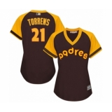 Women's San Diego Padres #21 Luis Torrens Authentic Brown Alternate Cooperstown Cool Base Baseball Player Jersey