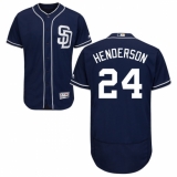 Men's Majestic San Diego Padres #24 Rickey Henderson Navy Blue Alternate Flex Base Authentic Collection MLB Jersey