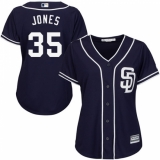 Women's Majestic San Diego Padres #35 Randy Jones Authentic Navy Blue Alternate 1 Cool Base MLB Jersey