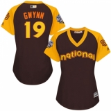 Women's Majestic San Diego Padres #19 Tony Gwynn Authentic Brown 2016 All-Star National League BP Cool Base Cool Base MLB Jersey