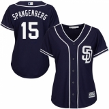 Women's Majestic San Diego Padres #15 Cory Spangenberg Replica Navy Blue Alternate 1 Cool Base MLB Jersey
