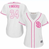 Women's Majestic San Diego Padres #34 Rollie Fingers Authentic White Fashion Cool Base MLB Jersey