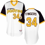 Men's Majestic San Diego Padres #34 Rollie Fingers Replica White 1978 Turn Back The Clock MLB Jersey