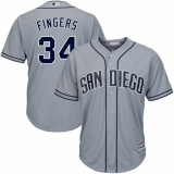 Men's Majestic San Diego Padres #34 Rollie Fingers Replica Grey Road Cool Base MLB Jersey