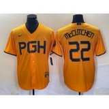 Men's Nike Pittsburgh Pirates #22 Andrew McCutchen Gold 2023 City Connect Stitched Jersey 1