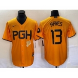 Men's Nike Pittsburgh Pirates #13 KeBryan Hayes Gold 2023 City Connect Stitched Jersey