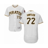 Men's Pittsburgh Pirates #72 Geoff Hartlieb White Home Flex Base Authentic Collection Baseball Player Jersey