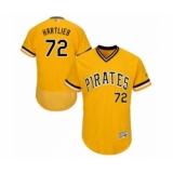 Men's Pittsburgh Pirates #72 Geoff Hartlieb Gold Alternate Flex Base Authentic Collection Baseball Player Jersey