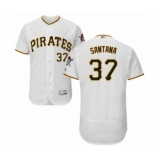 Men's Pittsburgh Pirates #37 Edgar Santana White Home Flex Base Authentic Collection Baseball Player Jersey