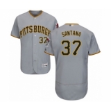 Men's Pittsburgh Pirates #37 Edgar Santana Grey Road Flex Base Authentic Collection Baseball Player Jersey