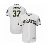 Men's Pittsburgh Pirates #37 Edgar Santana White Alternate Authentic Collection Flex Base Baseball Player Jersey