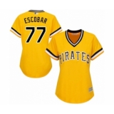 Women's Pittsburgh Pirates #77 Luis Escobar Authentic Gold Alternate Cool Base Baseball Player Jersey
