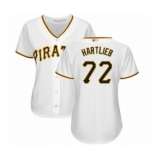 Women's Pittsburgh Pirates #72 Geoff Hartlieb Authentic White Home Cool Base Baseball Player Jersey