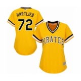 Women's Pittsburgh Pirates #72 Geoff Hartlieb Authentic Gold Alternate Cool Base Baseball Player Jersey