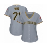Women's Pittsburgh Pirates #71 Yacksel Rios Authentic Grey Road Cool Base Baseball Player Jersey