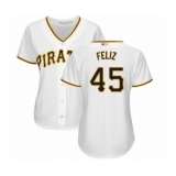 Women's Pittsburgh Pirates #45 Michael Feliz Authentic White Home Cool Base Baseball Player Jersey