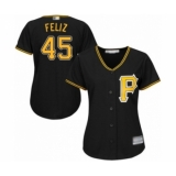Women's Pittsburgh Pirates #45 Michael Feliz Authentic Black Alternate Cool Base Baseball Player Jersey
