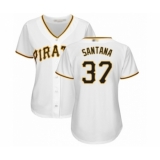 Women's Pittsburgh Pirates #37 Edgar Santana Authentic White Home Cool Base Baseball Player Jersey