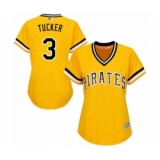 Women's Pittsburgh Pirates #3 Cole Tucker Authentic Gold Alternate Cool Base Baseball Player Jersey